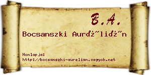 Bocsanszki Aurélián névjegykártya